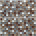 2017 China supplier Brown color latest bathroom crystal glass mosaic tile wall tile designs in Foshan 15BL02